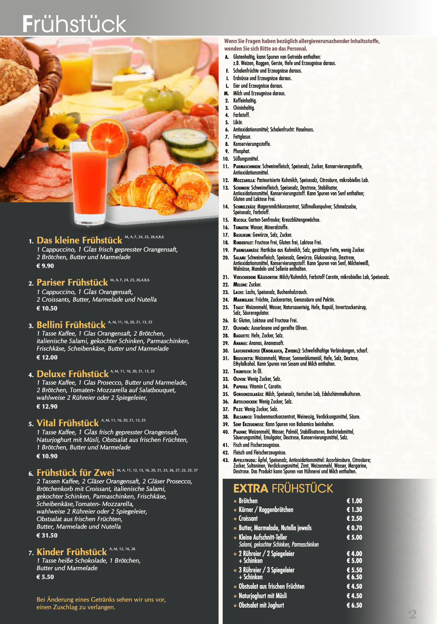 Bellinis menu discount